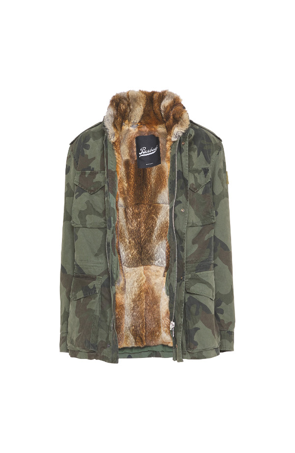 FJM CAMOU GREEN -LAPIN SHAVED- FRONT OPEN